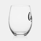 Zwarte 3D Moderne Naam Bruidsmeisje   Wijnglas Zonder Voet (Rechts)