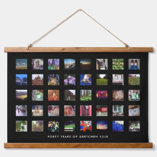 Zwarte 40e verjaardag Fotocollage Tapestry Print Hangend Wandkleed