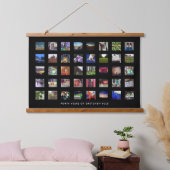 Zwarte 40e verjaardag Fotocollage Tapestry Print Hangend Wandkleed (Slaapkamer)
