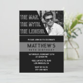 Zwarte 40e verjaardagsuitnodiging Het Man De Legen Kaart (Staand voorkant)