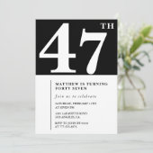 Zwarte 47e verjaardag uitnodiging Elegant Chic Sim (Staand voorkant)