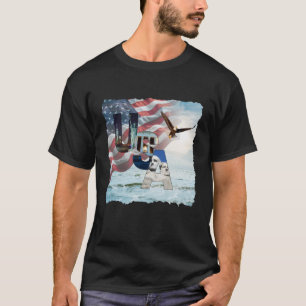 Zwarte 4 juli heren Amerikaanse vlag en adelaar US T-shirt