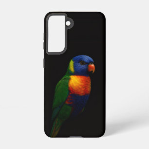 Zwarte 4 Luxe Galaxy S21 Hoes, Lorikeet Papegaai Samsung Galaxy Hoesje