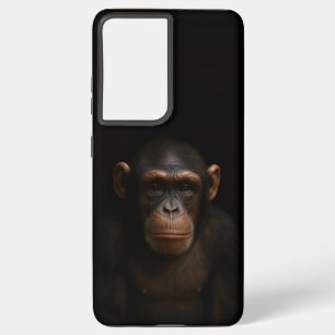 Zwarte 4 Luxe Galaxy S21 Plus, Serene Chimpansee Samsung Galaxy Hoesje