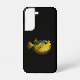 Zwarte 4 Luxe Galaxy S22 Hoes, Gele Kogelvis Samsung Galaxy Hoesje