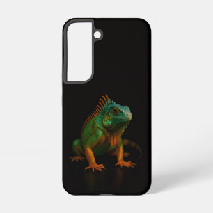 Zwarte 4 Luxe Galaxy S22 Hoes, Groene Leguaan Samsung Galaxy Hoesje