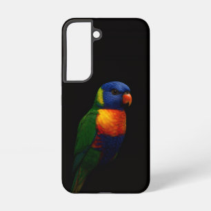 Zwarte 4 Luxe Galaxy S22 Hoes, Lorikeet Papegaai Samsung Galaxy Hoesje
