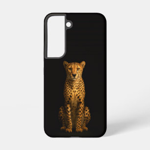 Zwarte 4 Luxe Galaxy S22 Hoes, Slanke Cheetah Samsung Galaxy Hoesje