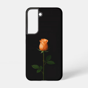 Zwarte 4 Luxe Galaxy S22 Hoes, Sunset Oranje Roos Samsung Galaxy Hoesje