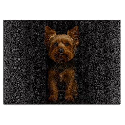Zwarte 4 Luxe Glas bord Yorkshire Terrier Snijplank (Voorkant)