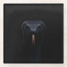 Zwarte 4 Luxe Glas onderzetter, Black Mamba Glazen Onderzetter
