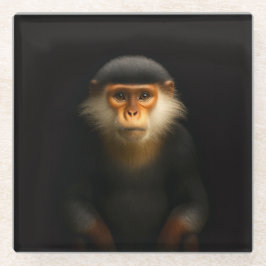 Zwarte 4 Luxe Glas onderzetter, Rood Douc Langur Glazen Onderzetter