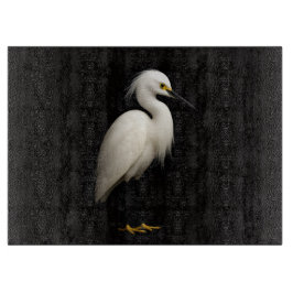 Zwarte 4 Luxe glazen bord Elegante Sneeuwreiger Snijplank