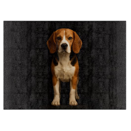 Zwarte 4 Luxe glazen bord Kind Beagle Snijplank (Voorkant)