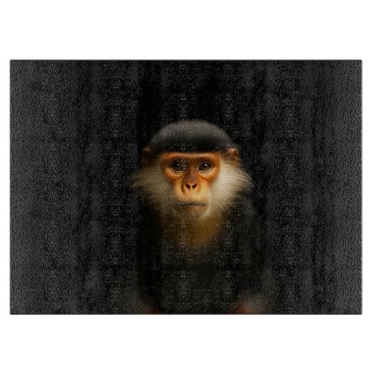 Zwarte 4 Luxe glazen bord Rode Douc Langur Snijplank (Voorkant)