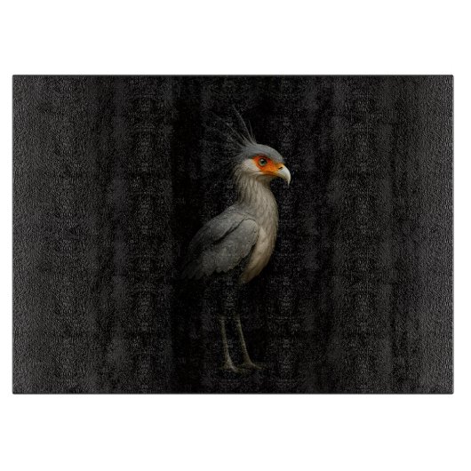 Zwarte 4 Luxe glazen bord Secretarisvogel Snijplank (Voorkant)