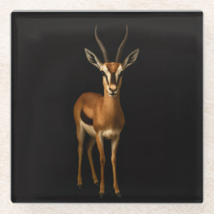 Zwarte 4 Luxe glazen onderzetter, Elegante Gazella Onderzetter