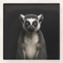 Zwarte 4 Luxe glazen onderzetter, zachte Lemur