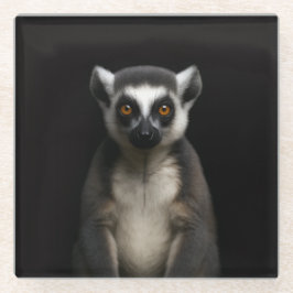 Zwarte 4 Luxe glazen onderzetter, zachte Lemur Onderzetter