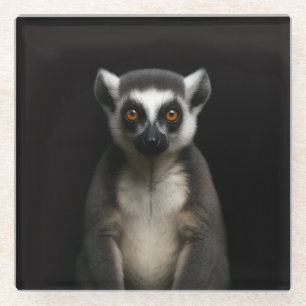 Zwarte 4 Luxe glazen onderzetter, zachte Lemur Onderzetter