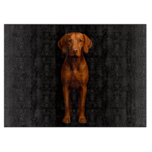 Zwarte 4 Luxe glazen snijplank Agile Vizsla-hond