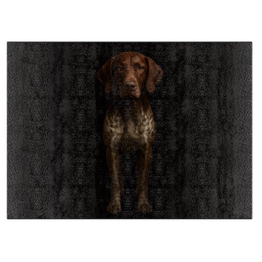Zwarte 4 Luxe glazen snijplank Duitse Pointer (Voorkant)