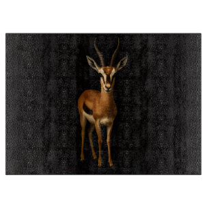 Zwarte 4 Luxe glazen snijplank Elegante Gazella