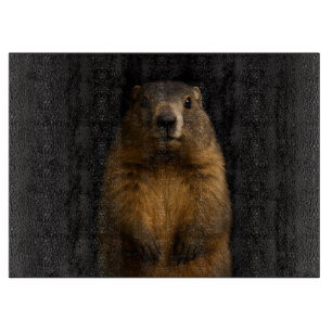 Zwarte 4 Luxe glazen snijplank Fluffy Marmot