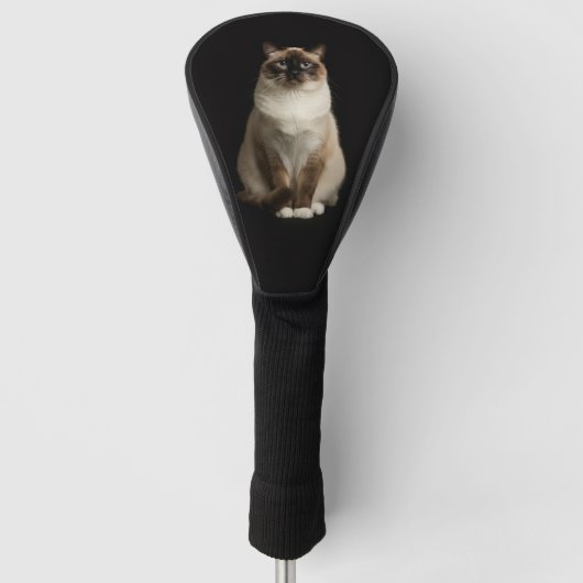 Zwarte 4 Luxe Golf Driver Hoes, Birmese Kat Golfheadcover (Voorkant)