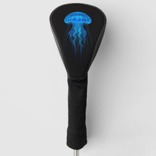 Zwarte 4 Luxe Golf Driver Hoes, Blauwe Kwallen Golfheadcover
