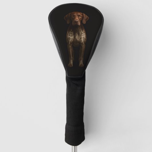 Zwarte 4 Luxe Golf Driver Hoes, Duitse Pointer Golfheadcover (Voorkant)