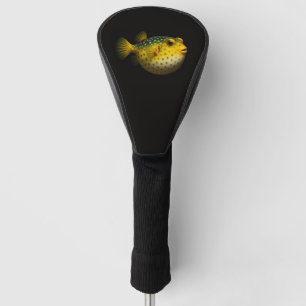 Zwarte 4 Luxe Golf Driver Hoes, Gele Puttervis Golfheadcover