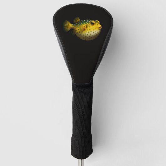 Zwarte 4 Luxe Golf Driver Hoes, Gele Puttervis Golfheadcover (Voorkant)