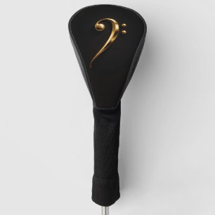 Zwarte 4 Luxe Golf Driver Hoes, Gouden Bassleutel Golfheadcover