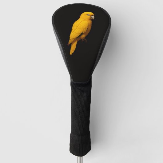 Zwarte 4 Luxe Golf Driver Hoes, Gouden Parkiet Golfheadcover (Voorkant)