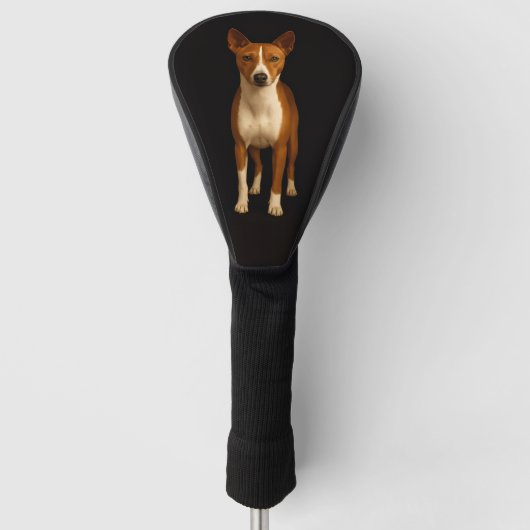 Zwarte 4 Luxe Golf Driver Hoes, Klasse Basenji Hon Golfheadcover (Voorkant)