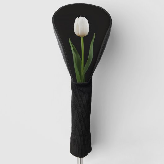 Zwarte 4 Luxe Golf Driver Hoes, Parelwitte Tulp Golfheadcover (Voorkant)