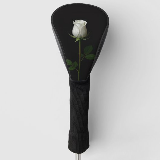 Zwarte 4 Luxe Golf Driver Hoes, Pure Witte Roos Golfheadcover (Voorkant)