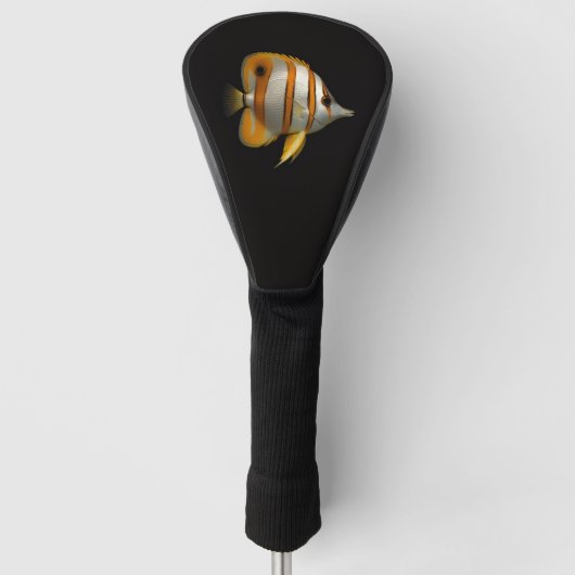 Zwarte 4 Luxe Golf Driver Hoes, Rif Vlindervis Golfheadcover (Voorkant)