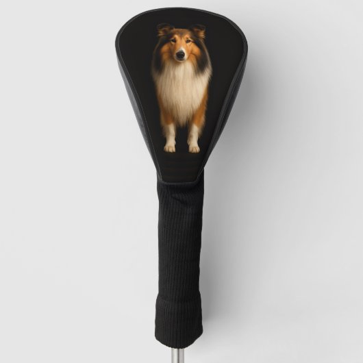 Zwarte 4 Luxe Golf Driver Hoes, Trouw Collie Hond Golfheadcover (Voorkant)