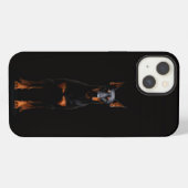 Zwarte 4 Luxe iPhone 13, Dobermann Bewaker Hoesje (Achterkant horizontaal)