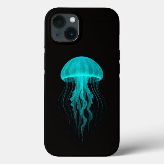 Zwarte 4 Luxe iPhone 13 Hoes, Aqua Glow Kwallen Case-Mate iPhone Case (Achterkant)
