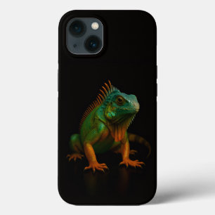 Zwarte 4 Luxe iPhone 13 hoesje, Groene Leguaan Case-Mate iPhone Case