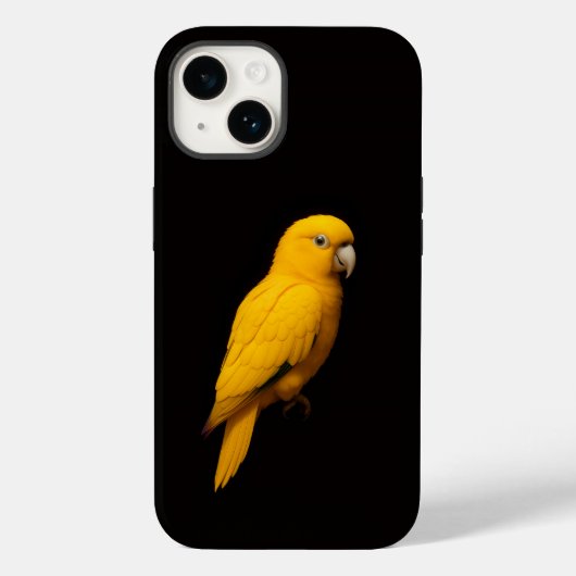 Zwarte 4 Luxe iPhone 14 Case-Mate, Gouden Parkiet Case-Mate iPhone Case (Achterkant)