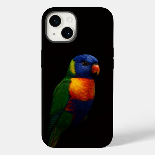 Zwarte 4 Luxe iPhone 14 Case-Mate, Lorikeet Papega Case-Mate iPhone Case (Achterkant)