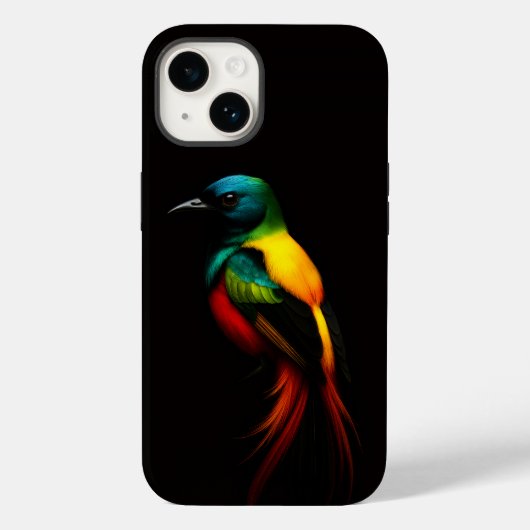 Zwarte 4 Luxe iPhone 14 Case-Mate, Regenboogvogel Case-Mate iPhone Case (Achterkant)