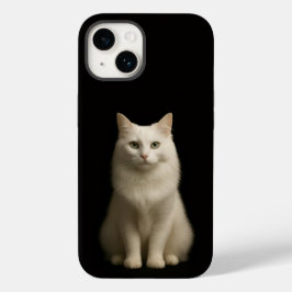 Zwarte 4 Luxe iPhone 14 Hoesje, Turkse Angorakat Case-Mate iPhone 14 Hoesje