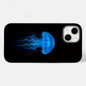 Zwarte 4 Luxe iPhone 14 Mate, Neon Blauwe Kwallen Case-Mate iPhone Case (Achterkant (horizontaal))