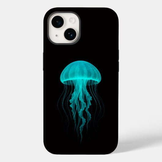 Zwarte 4 Luxe iPhone 14 Mate, Neon Groene Kwallen Case-Mate iPhone Case (Achterkant)