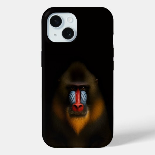 Zwarte 4 Luxe iPhone 15 Case-Mate, Mandrill-aap Case-Mate iPhone Case (Achterkant)